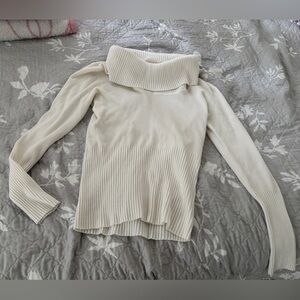 Michael Kors off white Ribbed Turtleneck Blouse